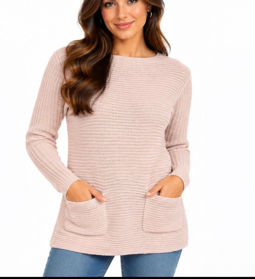 Vince Camuto pink ribbed tunic sweater small